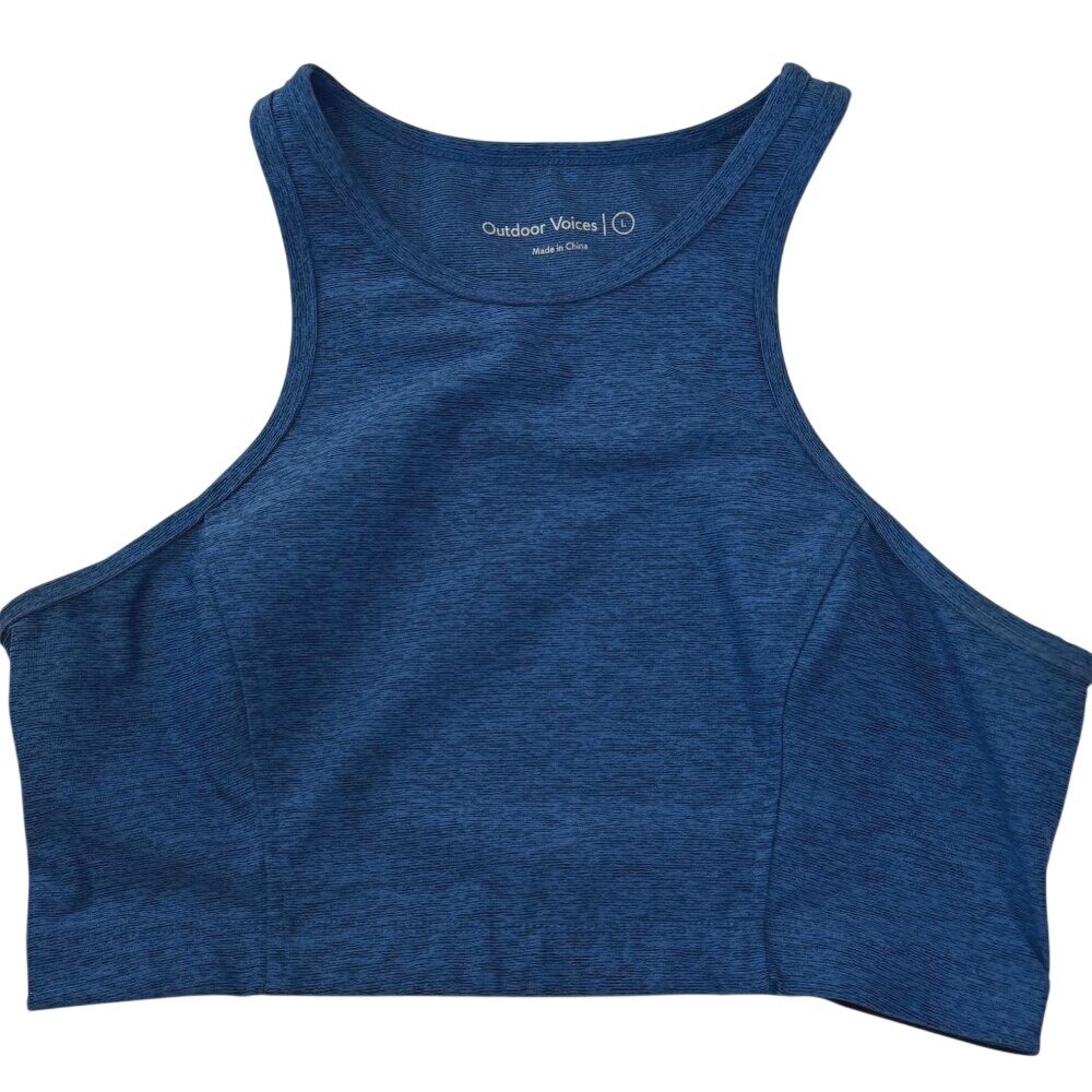 Outdoor Voices Blue Athena Crop High Neck Racerback Top Size Large Activewear